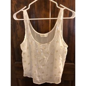 Abercrombie and Fitch white see thru sequin tank